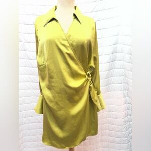 H&M Green Satin Wrap Dress